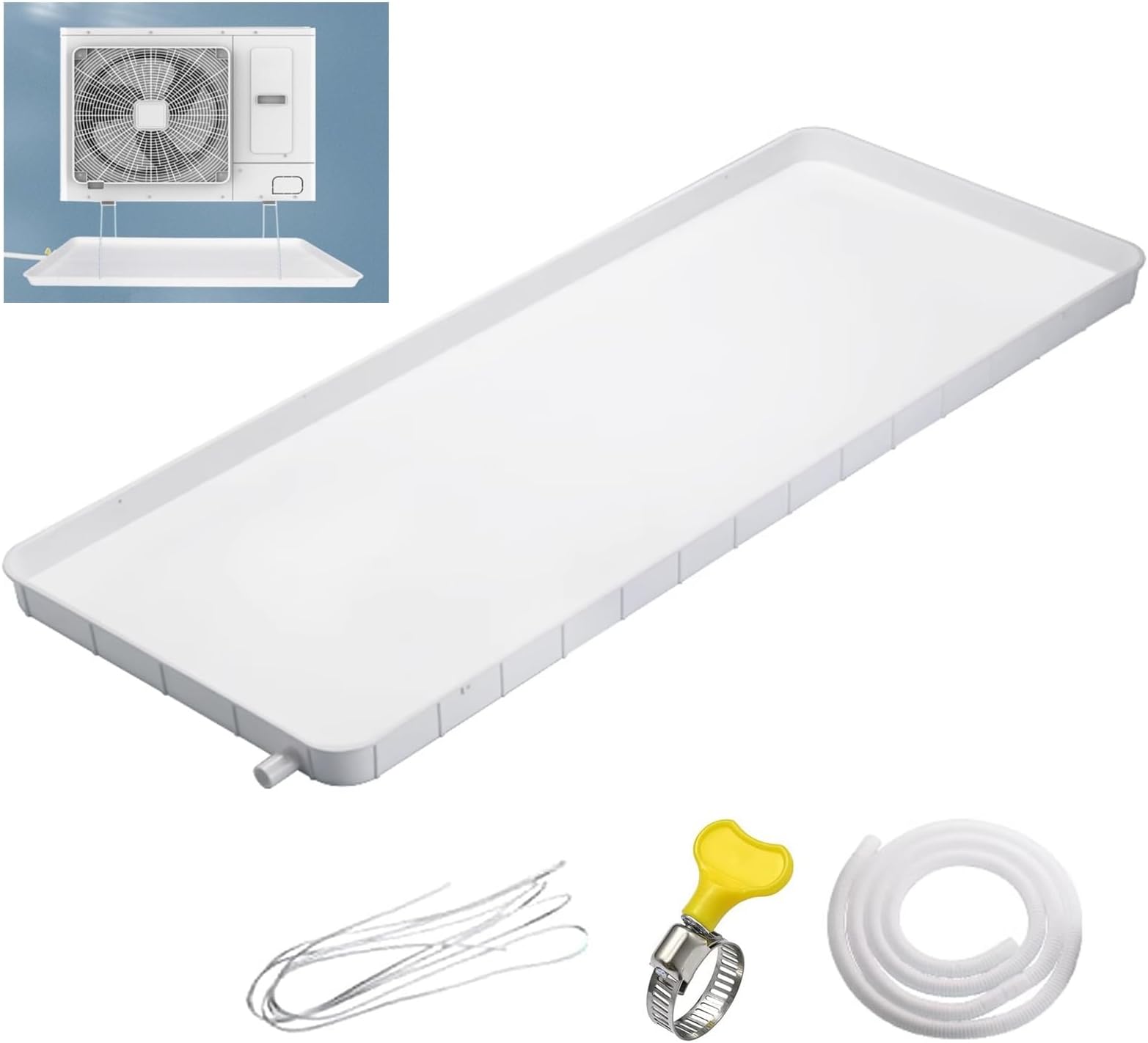 Condensate Drain Pan Plastic Drip Tray, Air Conditioner Drip Pan with Drain Tubing, Universal Window Air Conditioner Drain Kit, Perfect for Indoor/Outdoor Split Air Conditioner Heat Pump Systems ( Siz