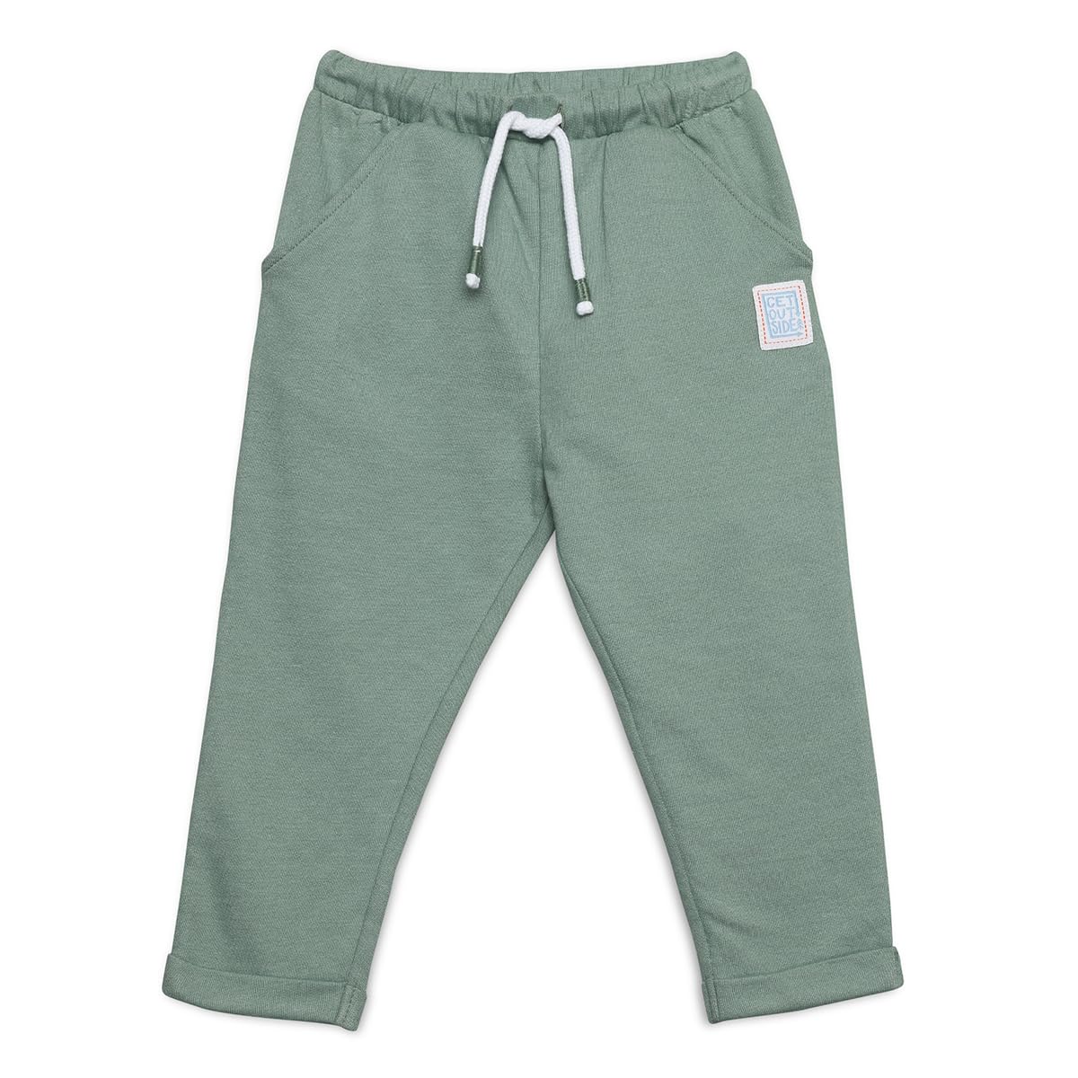 MINI CUDDLES Baby Boys Joggers With Dinosaur Applique, Green (12-18M)