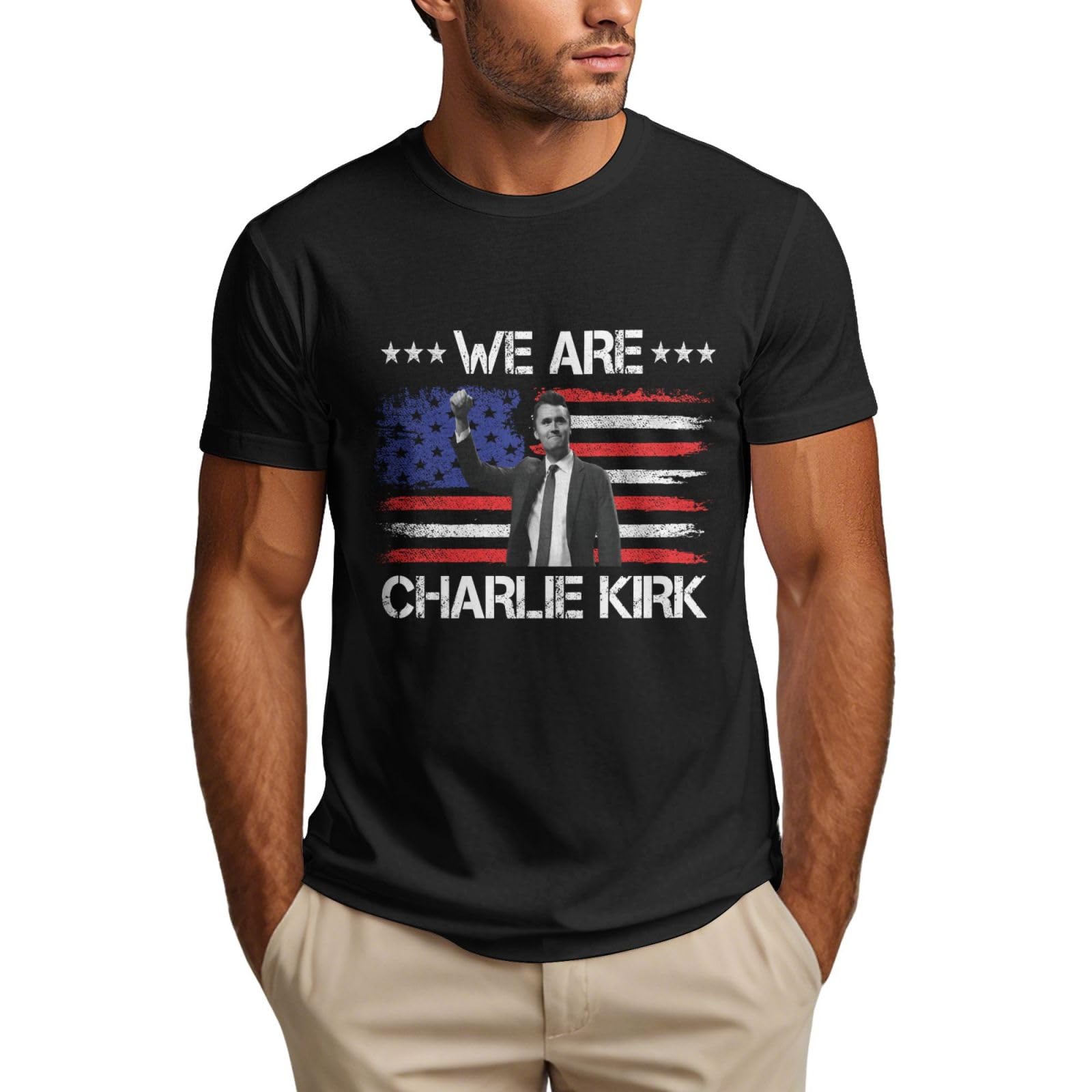 Kwqdozf Men's As Pic We Are Charlie Shirt Justice For Kirk T Shirt Black
