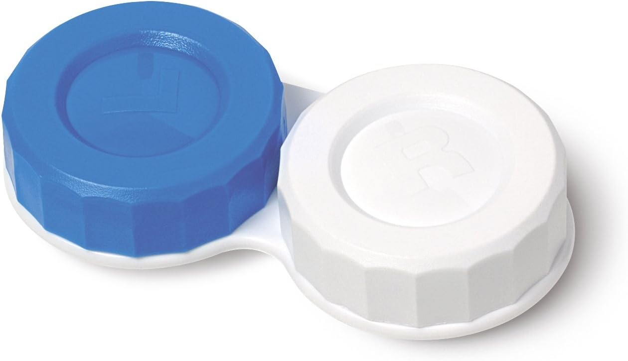 Blue & White Contact Lens Storage Soaking Cases UK Made L & R Marked Lids (1 Case)