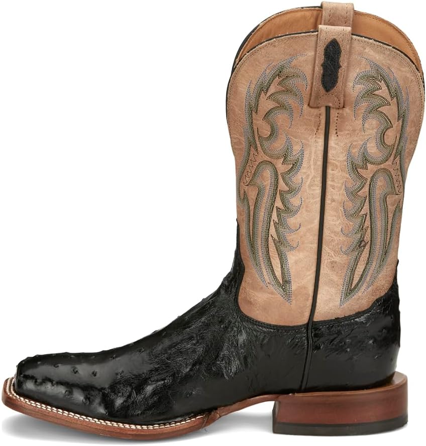 Tony Lama Men`s Black Full Quill 11" Beige Top Boot Brown 9.5 EE