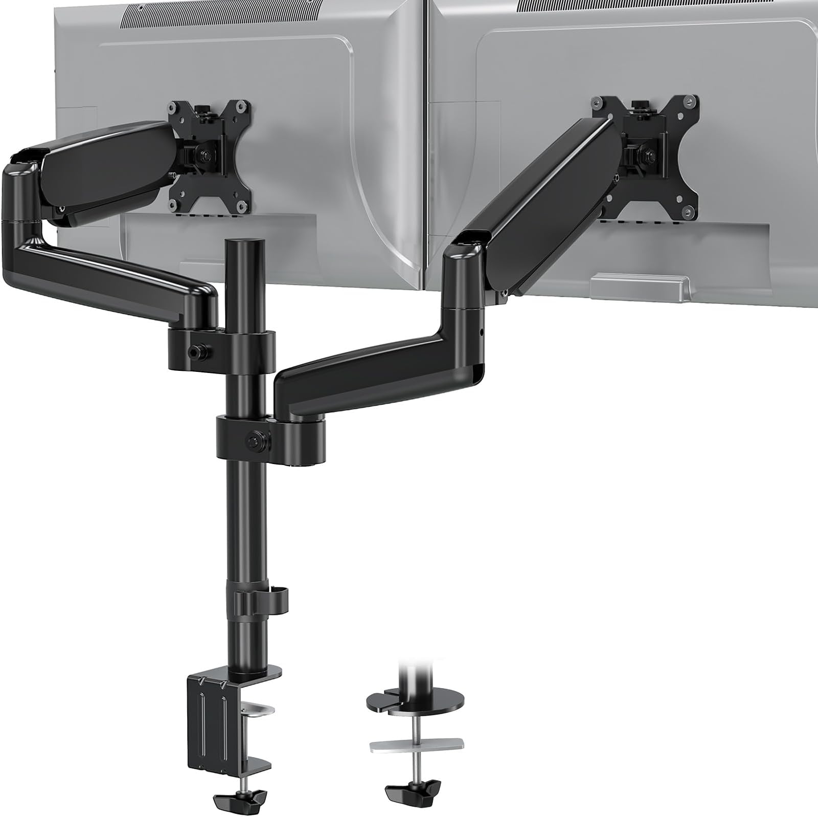 MOUNTUP Dual Monitor Mount Stand - Fully Adjustable Monitor Arm with Gas Spring, Monitor Desk Mount for 2 Computer Screens up to 32 Inch Weighting 17.6 lbs, VESA Monitor Mount Supports Vertical Stack