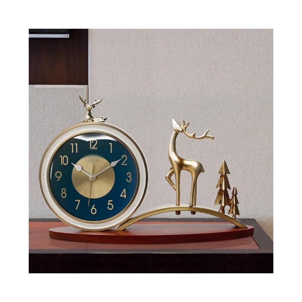 B3F7M4R9J2 Table clock Light Luxury Silent Table Clock Living Room Large Ornaments Bedroom Desktop Creative Quartz Desk(Green)