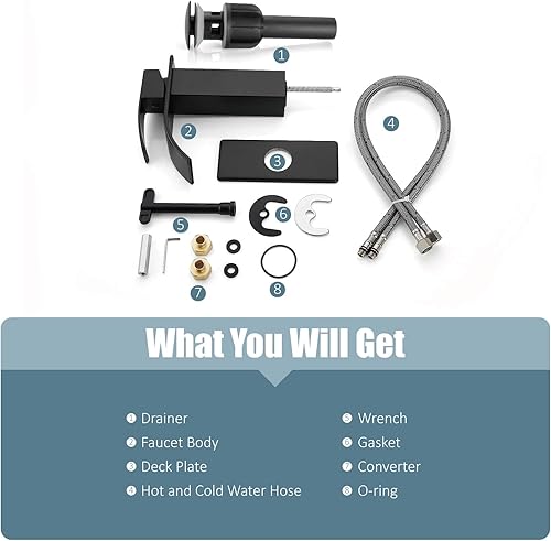 Miniatura 9 de Aolemi Grifo de baño de una sola manija, montaje en cubierta de 1 agujero, montaje en cubierta, lavabo mezclador de lavabo con placa de cubierta y