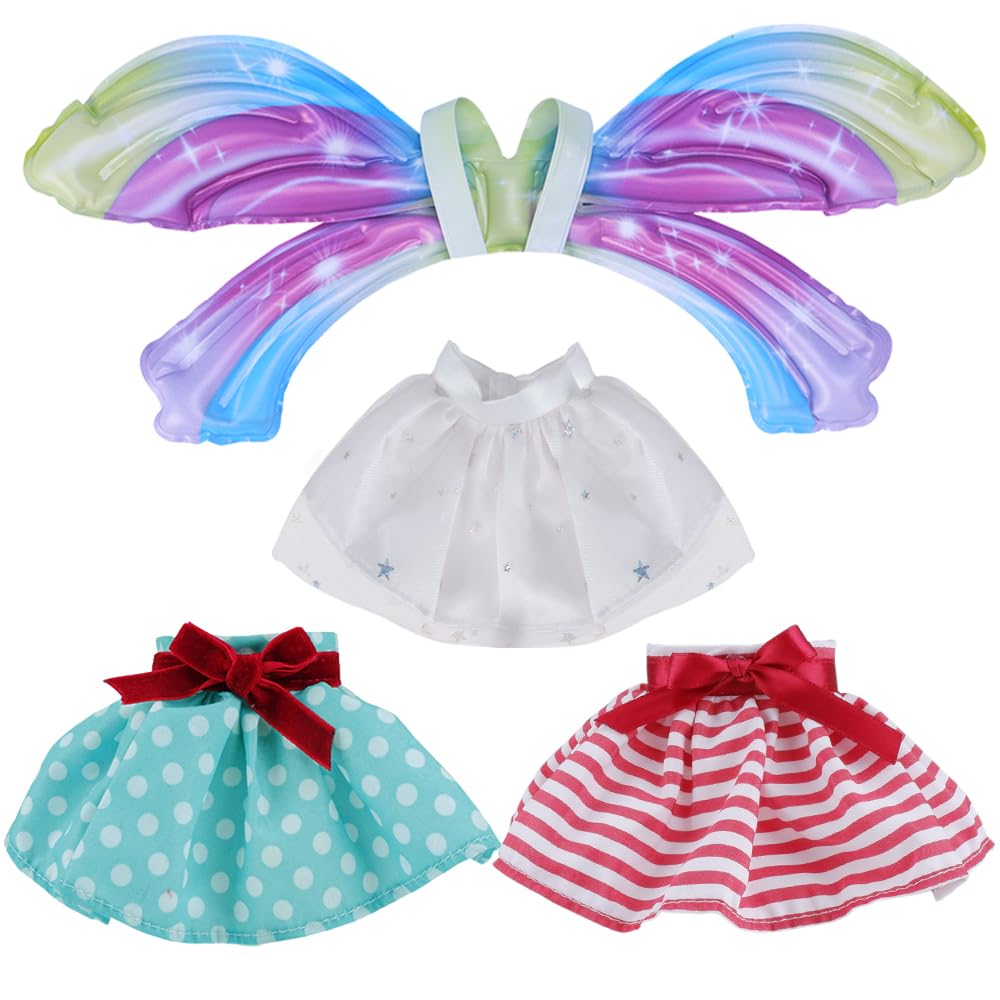 E-TING 3 Pcs Santa Clothing Dress for elf Doll Christmas Accessories (White Skirt + Green Polka Dot Skirt + Red-White Striped Skirt)