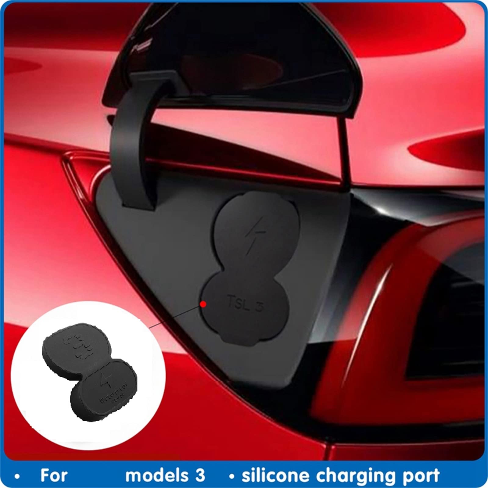Bavooty Tapón de Protección para Conector DC,Funda Protectora para Tesla,Antipolvo para Puerto de Carga de Coche,para Tesla Model 3 Perfectamente Ajustada Hecha de Goma, Resistente al Agua y al Polvo