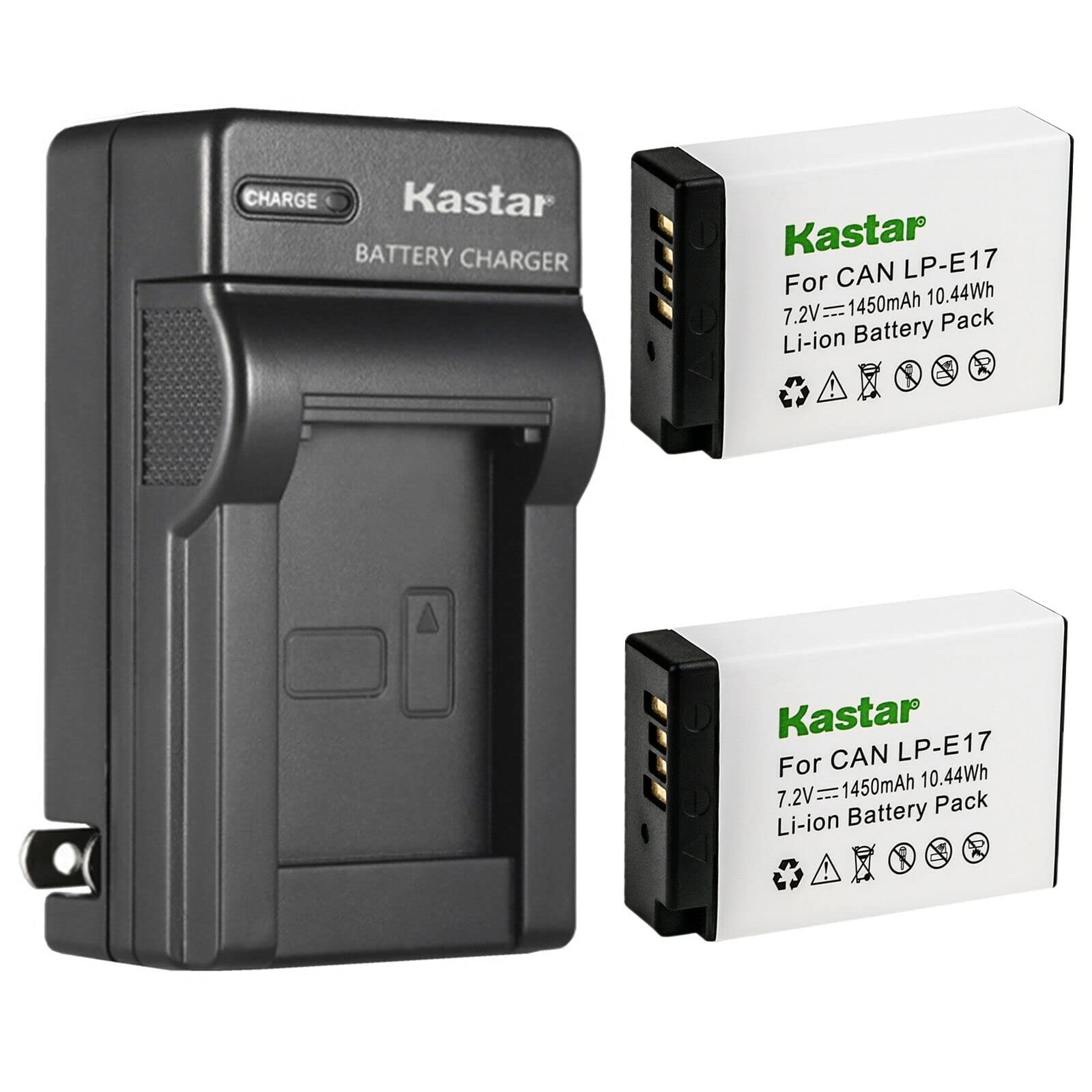 Kastar 2-Pack Battery and AC Wall Charger Replacement for Canon LP-E17 LPE17, 9967B02 Battery, Canon EOS 750D, EOS 760D, EOS 800D, EOS 8000D, EOS R8,