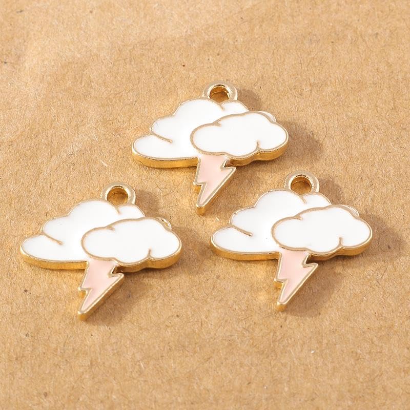 Ozdoby 10pcs urocze błyskawicy chmurki wisiorki do robienia naszyjnika DIY Bransoletka zaopatrzenia w rzeźbę