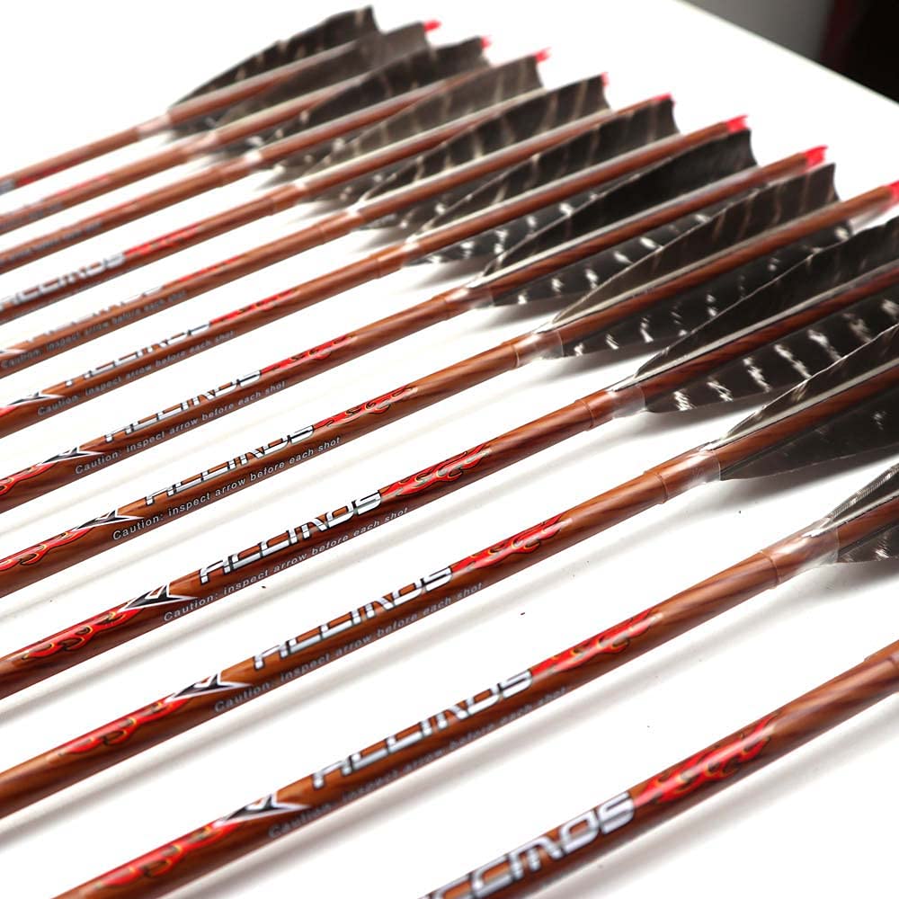 Diamètre Intérieur 6.2mm .244" Longueur Personnalisée Flèche Carbone 22-32 Pouces Spine 700 pour Entraînement Chasse avec Encoche Rotative pour Arc à Poulies et Arc Recurve Adulte Jeunesse 6/12/24pcs