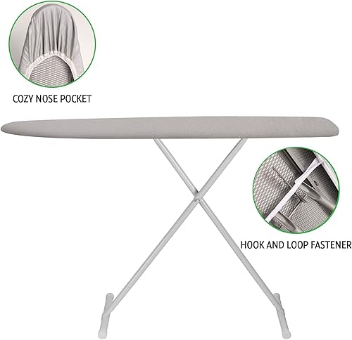 Miniatura 5 de Memeaty Funda y almohadilla para tabla de planchar de 15 x 54 pulgadas, funda estándar para tabla de planchar con borde elástico y cierres de