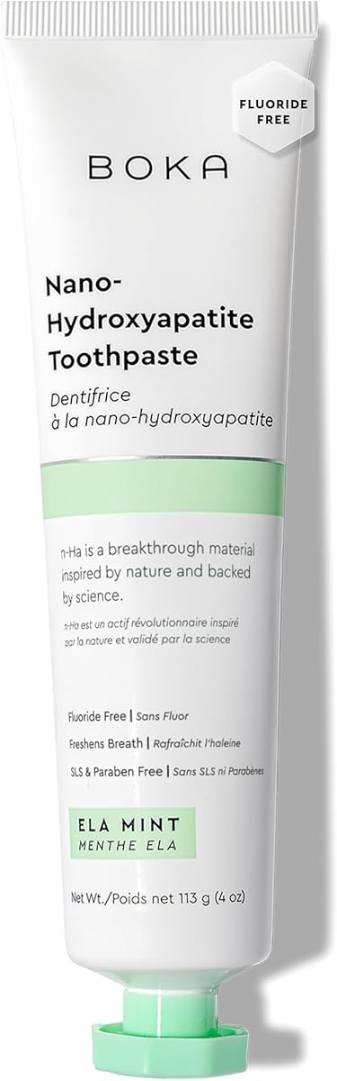 Boka Fluoride Free Toothpaste, Nano Hydroxyapatite Toothpaste, Appropriate for Sensitive Teeth - for Adult, Kids Oral Care - Ela Mint Flavor, 4 Fl Oz 1Pk US Manufactured