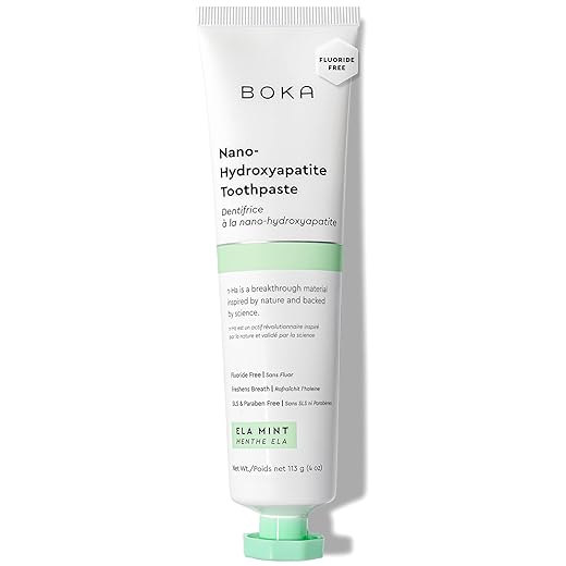Boka Fluoride Free Toothpaste, Nano Hydroxyapatite Toothpaste, Appropriate for Sensitive Teeth - for Adult, Kids Oral Care - Ela Mint Flavor, 4 Fl Oz 1Pk US Manufactured