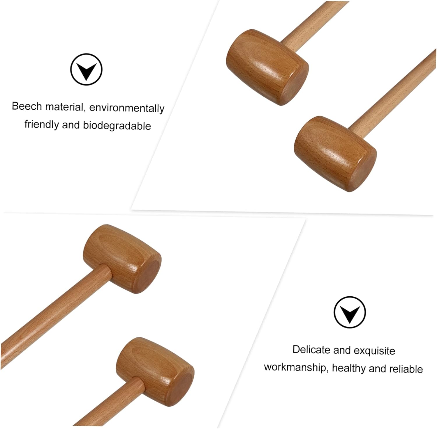 2pcs Wooden Crab Mallets Hardwood Seafood Cracking Tools for Lobster and Crab Comfortable Grip for Kitchen and Parties