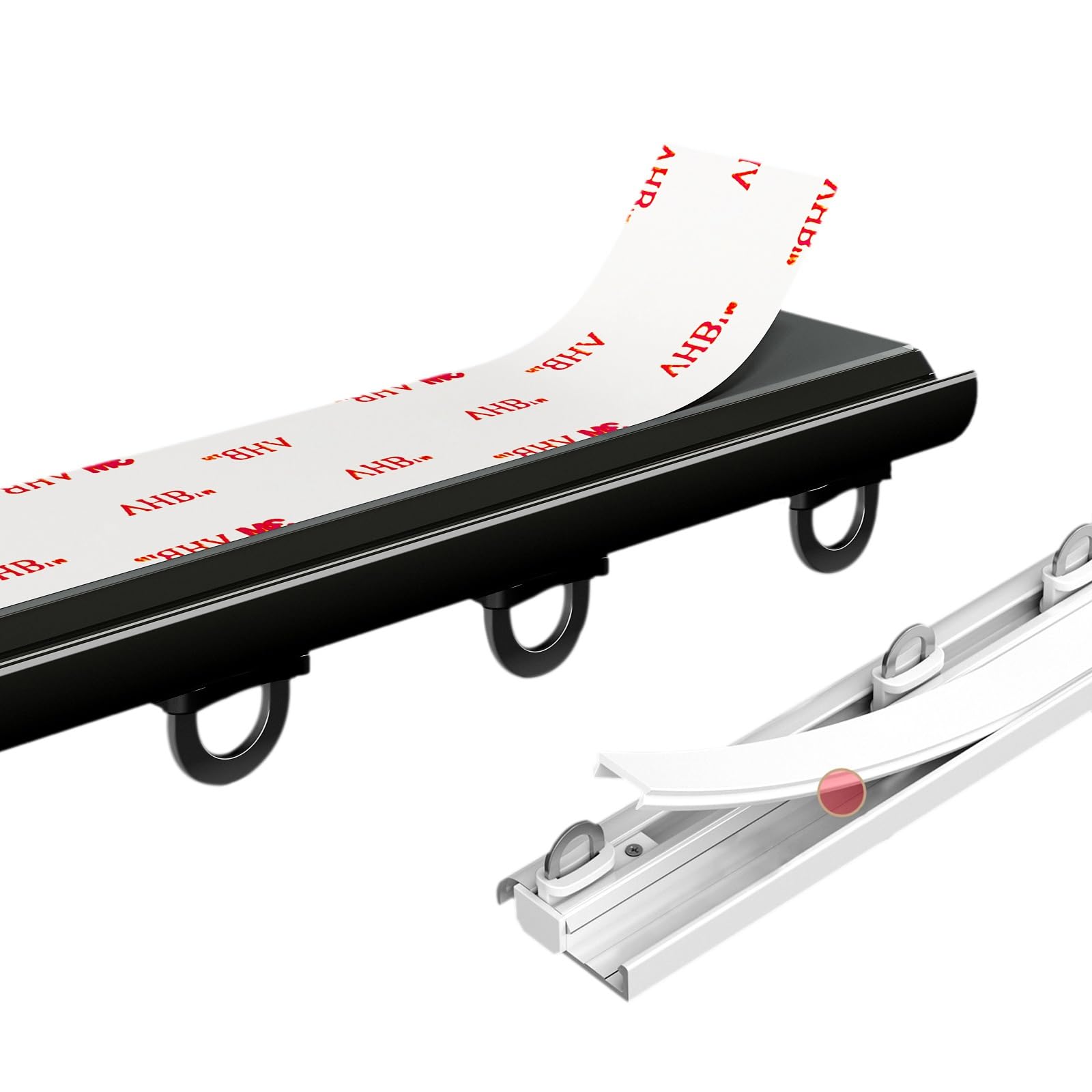Rail De Rideau en Aluminium Ensemble De Rails De Plafond Autocollante pour Bureau Maison Salle De Bain Hôpital Système De Rail De Rideau 220/340/420/500cm(Couleur:Black,Size:260cm)