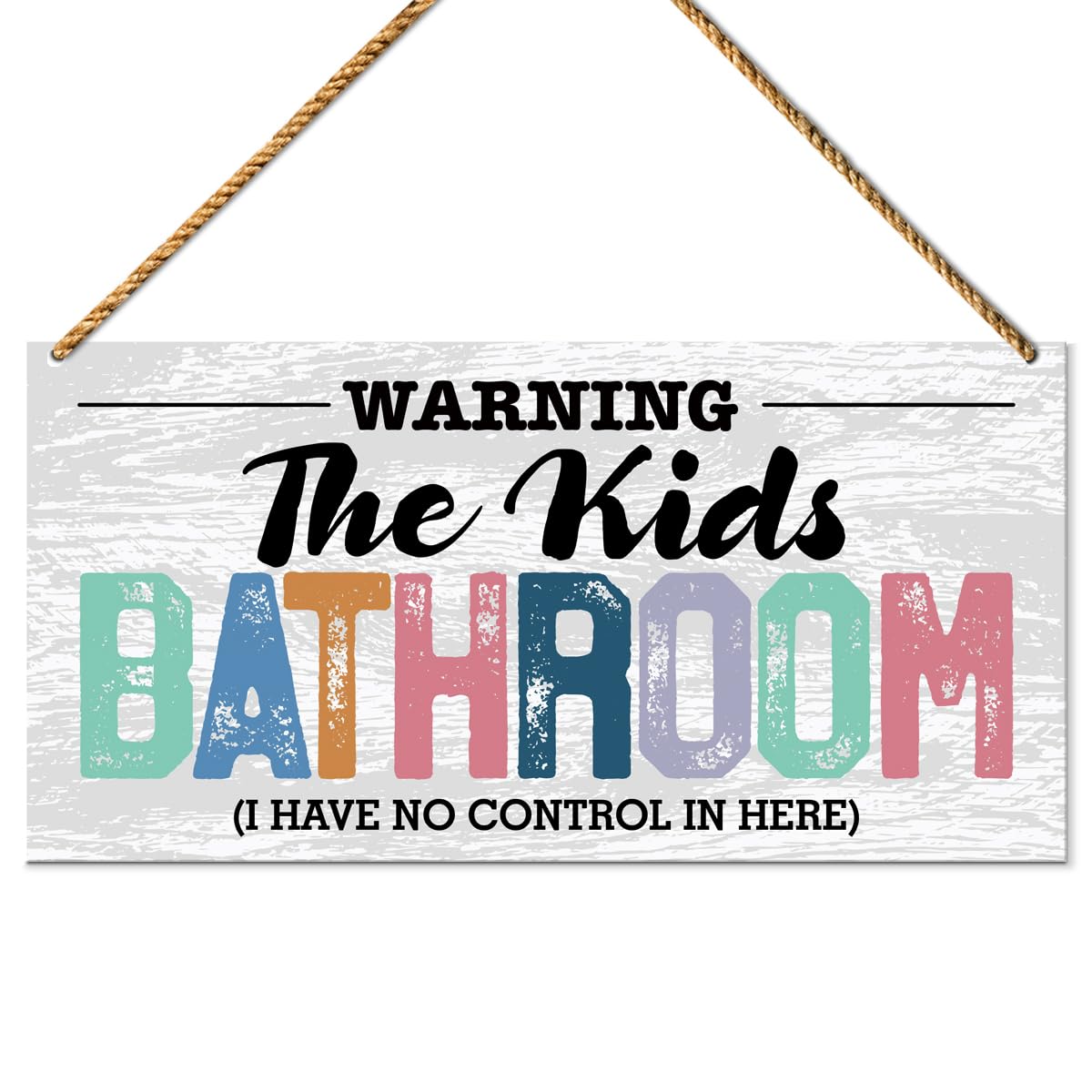 Kid's Bathroom Wood Sign Decor, Kid's Bathroom Decoration Toilet Wall Restroom Door Decor Farmhouse Hanging Sign Decorations, Housewarming Gifts for New House Home Women Men, I Have No Control in Here