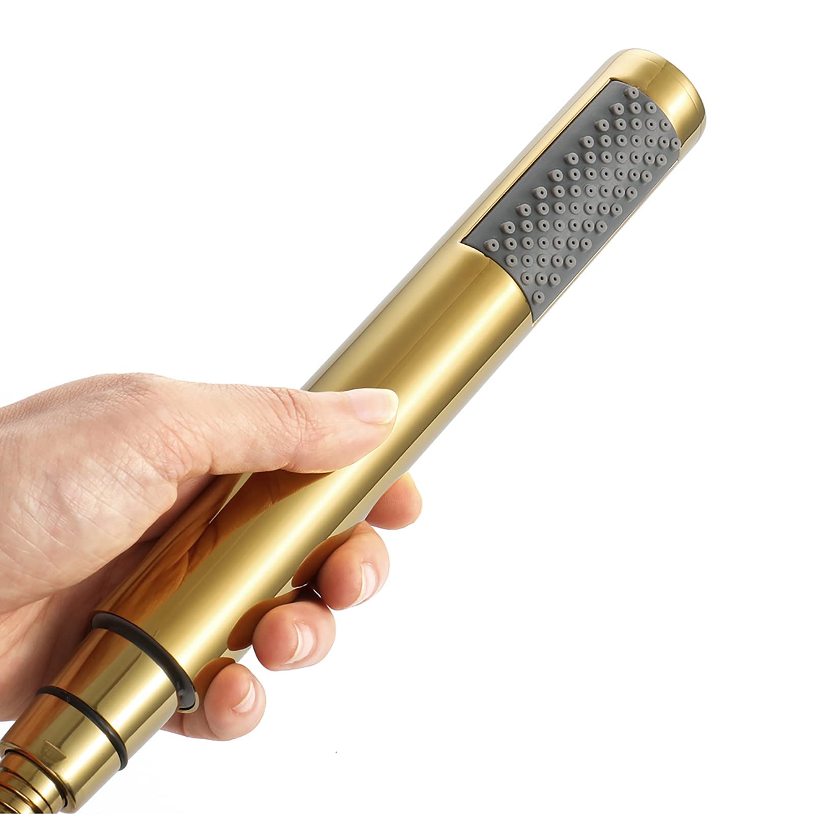 Titanio Oro Soffione Doccia Ottone Doccino per Doccia Universale Soffione per Doccia Alta Pressione Doccetta per Doccia Risparmio Idrico Telefoni Doccia con ABS Supporto e 1.5M Tubo,Round