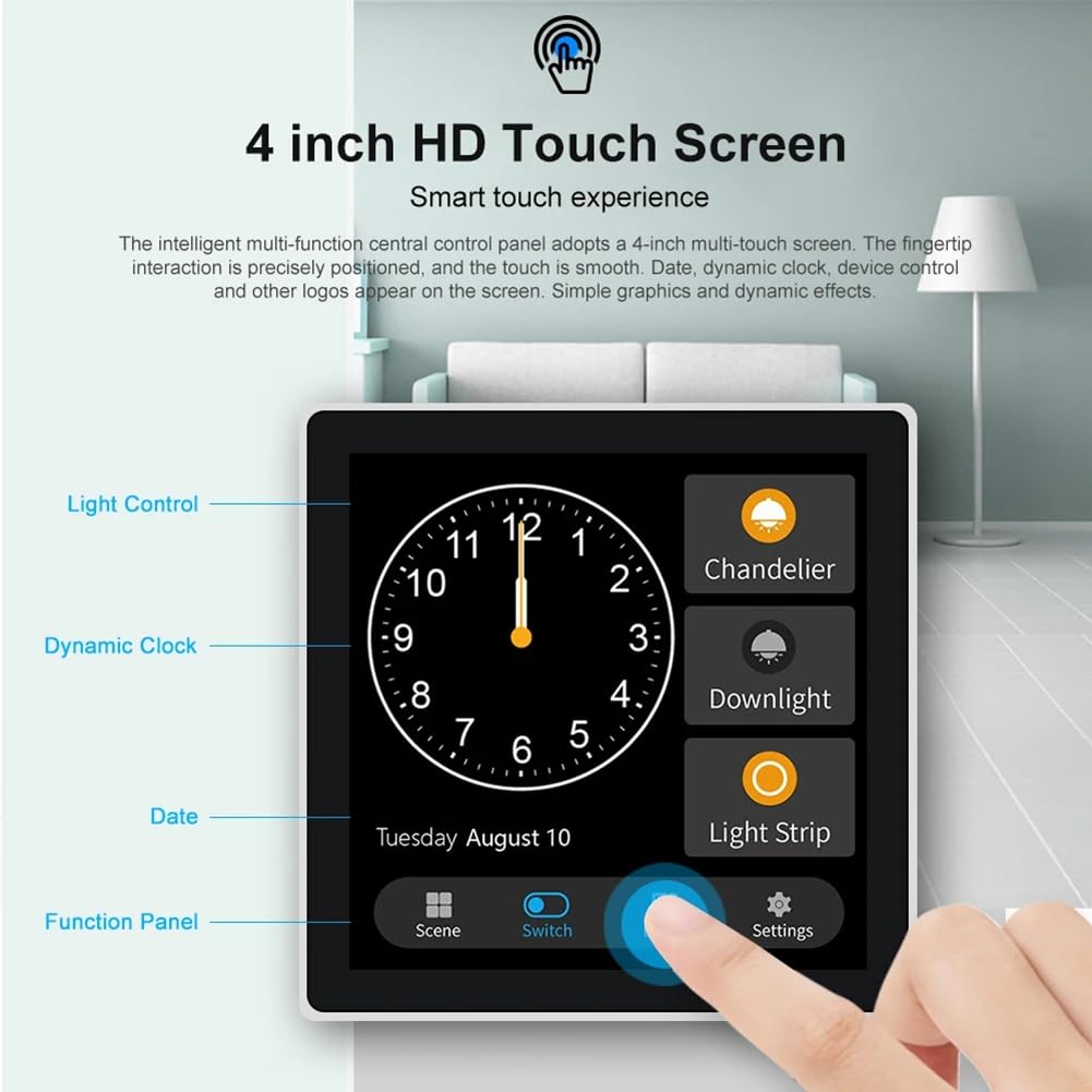 Tuya T3E Panneau de Commutation à Écran Tactile Panneau de Contrôle Intelligent EU Interrupteur Mural Intelligent Zigbee pour Maison Intelligente, Blanc