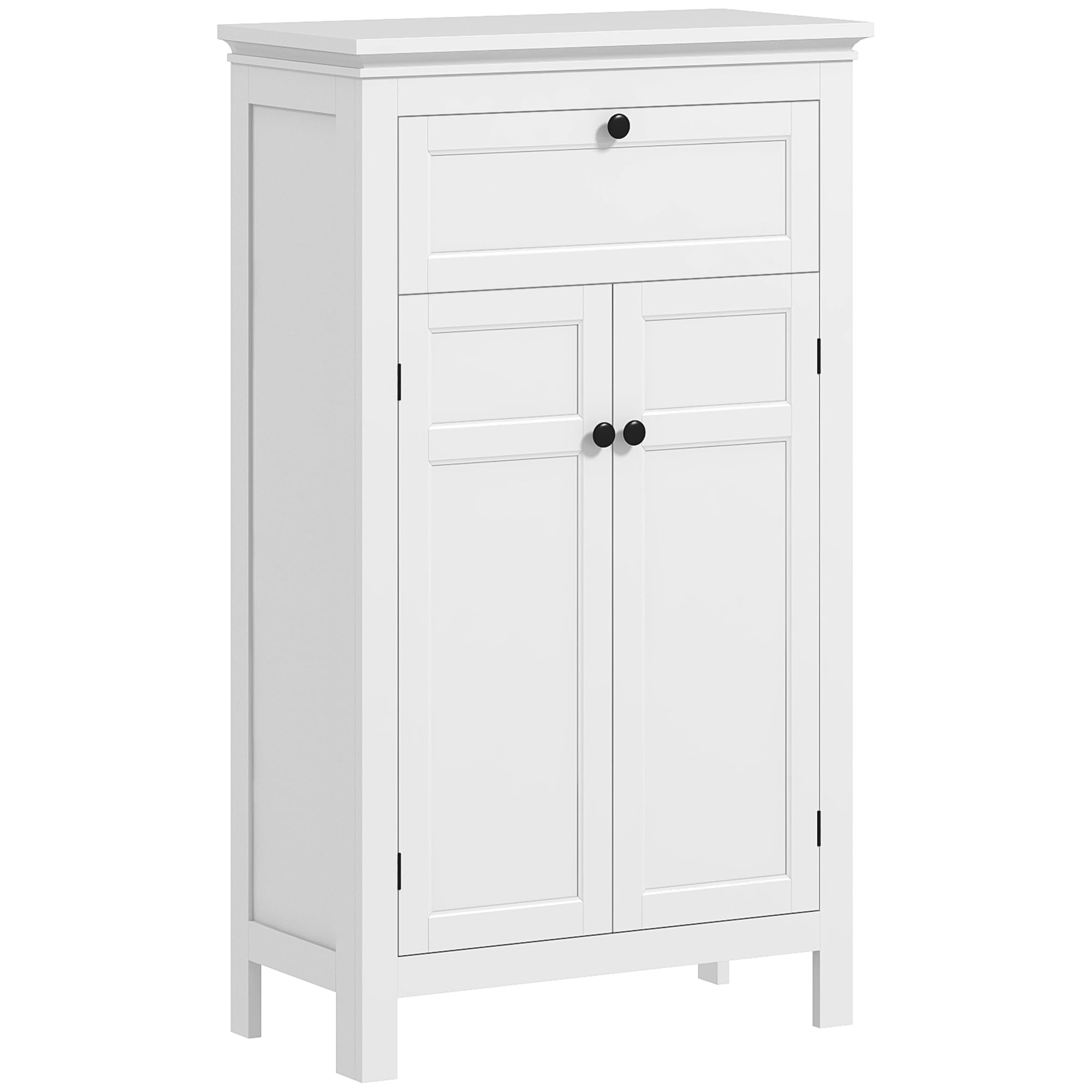 HOMCOM Columna de Baño Armario Alto 2 Puertas Cajón 60x30x102,5 cm Blanco | Estantes Ajustables, Diseño Moderno