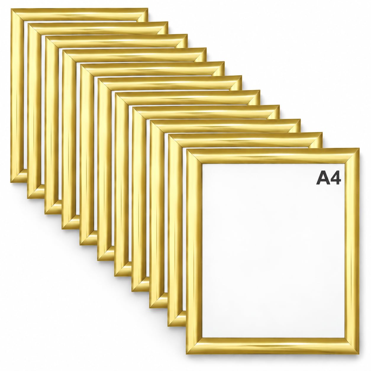 Gold Snap Frame 25mm Aluminium Poster Frame, Wall Mounted Front Opening Picture & Notice Display Holder for Posters, Certificates, Menus & Signs (A4, Pack of 10)