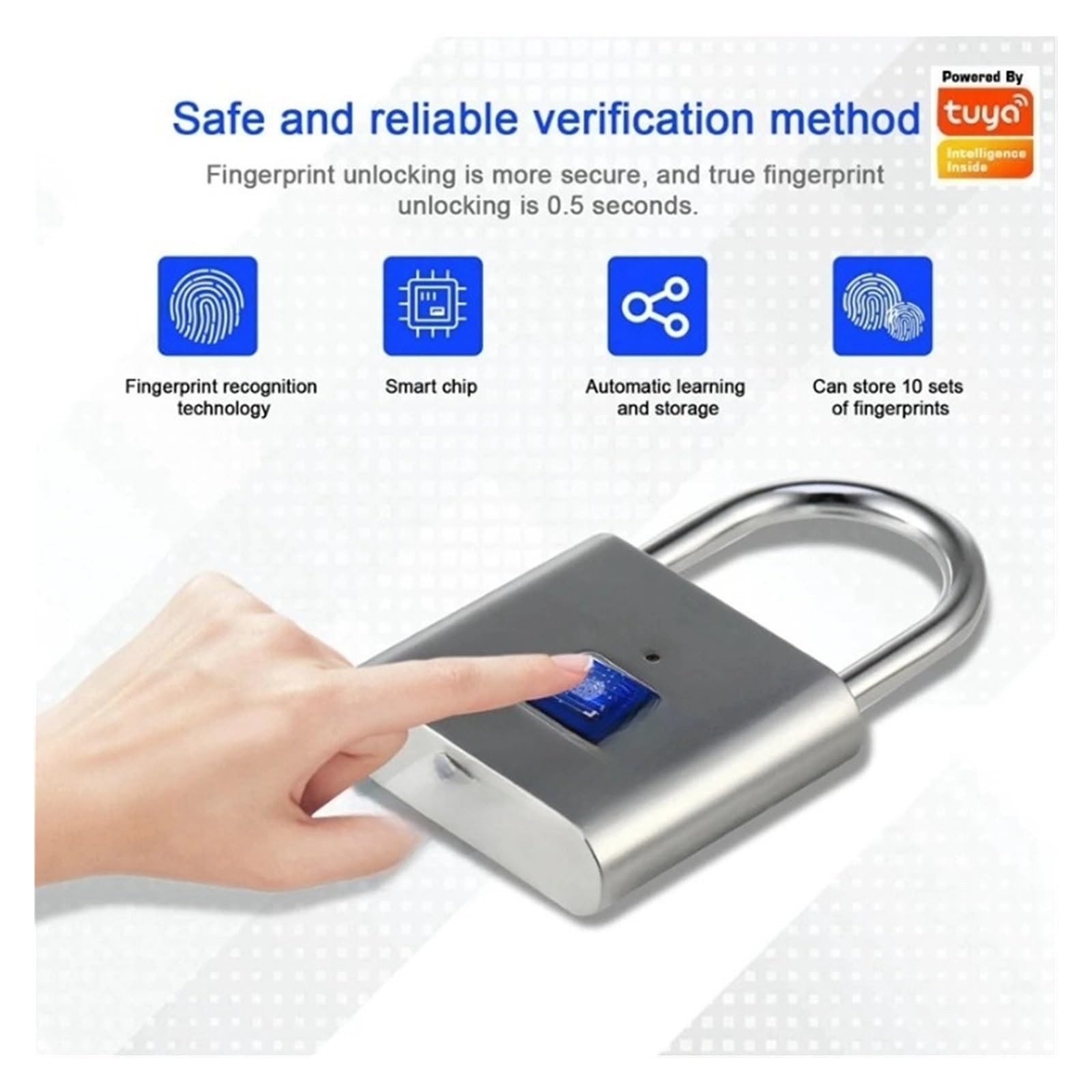 Candado Bluetooth de huellas dactilares, cerradura inteligente, impermeable, sin llave, antirrobo, seguridad electrónica para equipaje y puertas