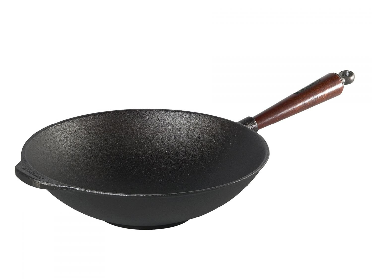 Skeppshult patelnia z drewnianym uchwytem, patelnia do serwowania, patelnia do grillowania, żeliwo, ściereczka z mikrofibry, kolor wok, rozmiar 30 cm