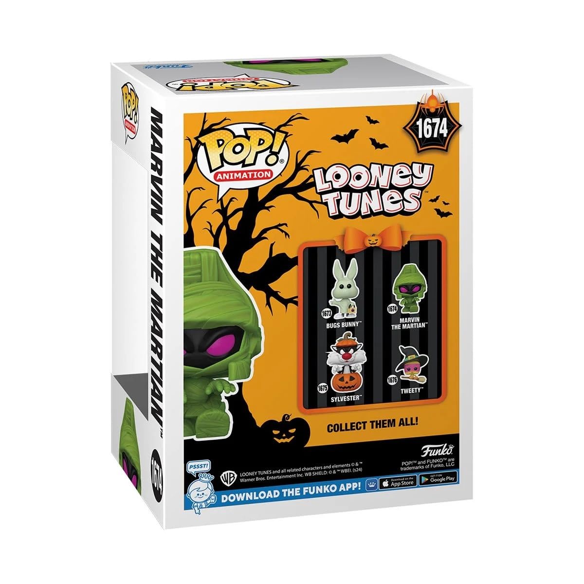 Funko - Looney Tunes - Marvin the Martian (Mummy) GITD Pop Vinyl - EE Excl, Green, Pink - Image 2