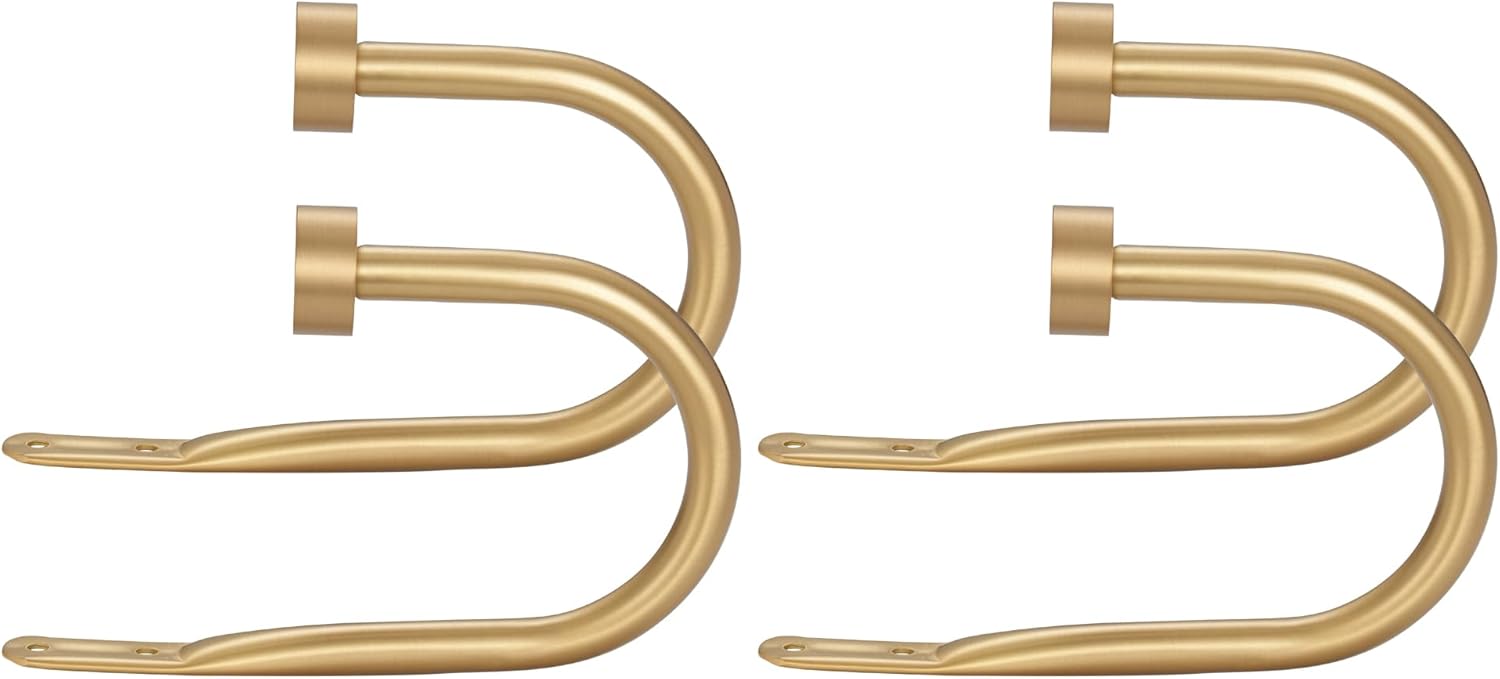 Premium Curtain Holdback, Quality Metal Decorative Curtain Holdbacks with Zinc Alloy Cap Finials,Rust-Proof, Set of 2 Window Curtain Holdbacks,Warm Gold 2pcs-warm Gold