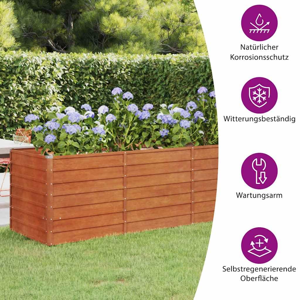 vidaXL Hochbeet, Hochbeet für Garten Balkon Terrasse, Kräuterhochbeet zum Selber Bauen, Gemüsebeet Pflanzkübel aus Metall, Grau Cortenstahl