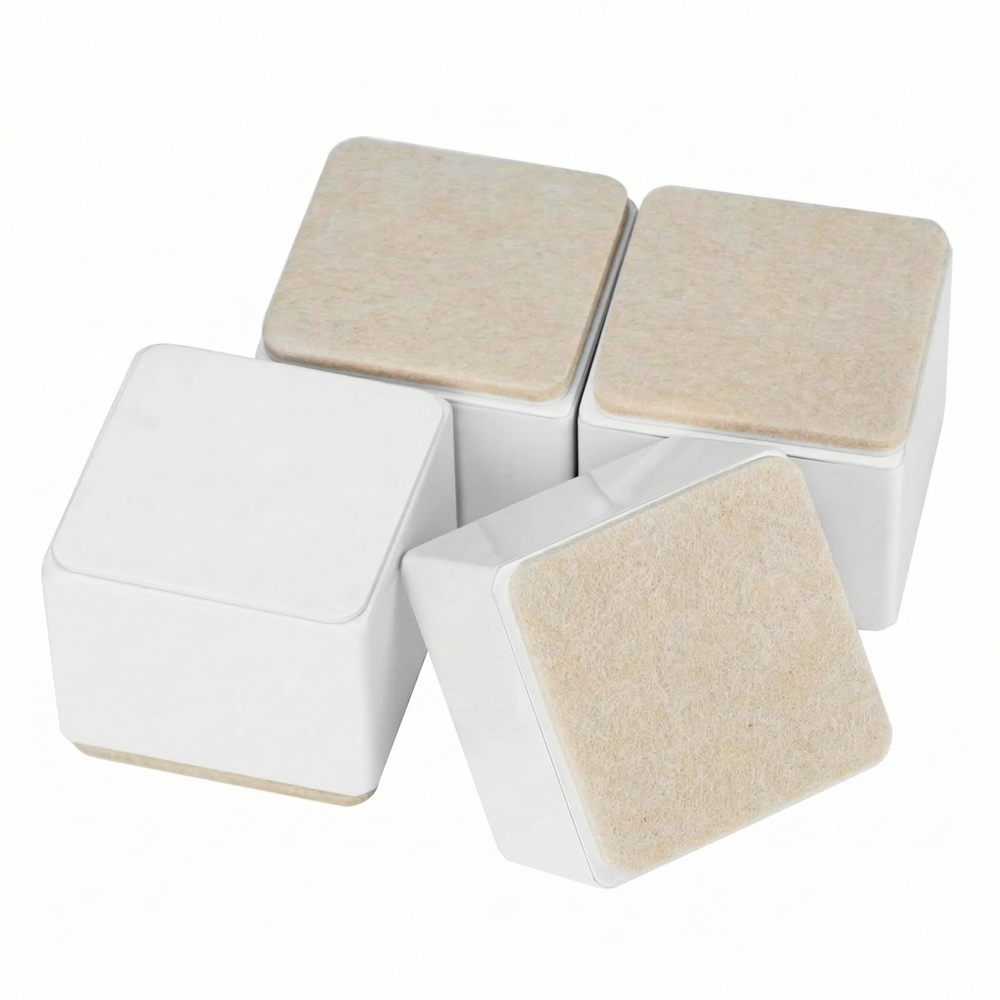 Heavy Duty Carbon Steel Self Adhesive Furniture Lift Risers White 4 Pack 2in