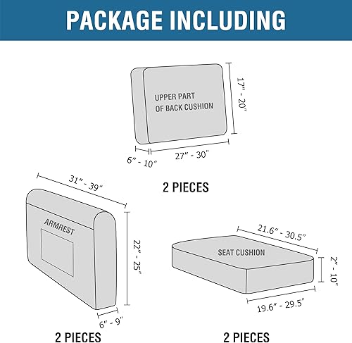 Miniatura 2 de H.VERSAILTEX Fundas de sofá de varias piezas de tendencia 2023, fundas elásticas para sofá para asientos y respaldos (2 fundas de asiento más 2