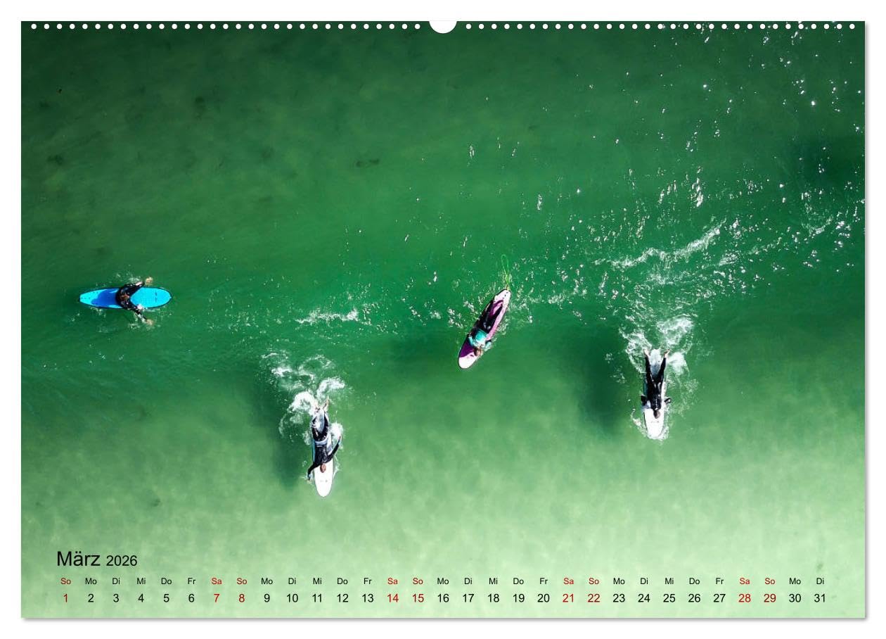 Surfen - die perfekte Welle (Wandkalender 2026 DIN A2 quer), CALVENDO Monatskalender: Atemberaubende Bilder aus der Welt des Surfsports (CALVENDO Sport)