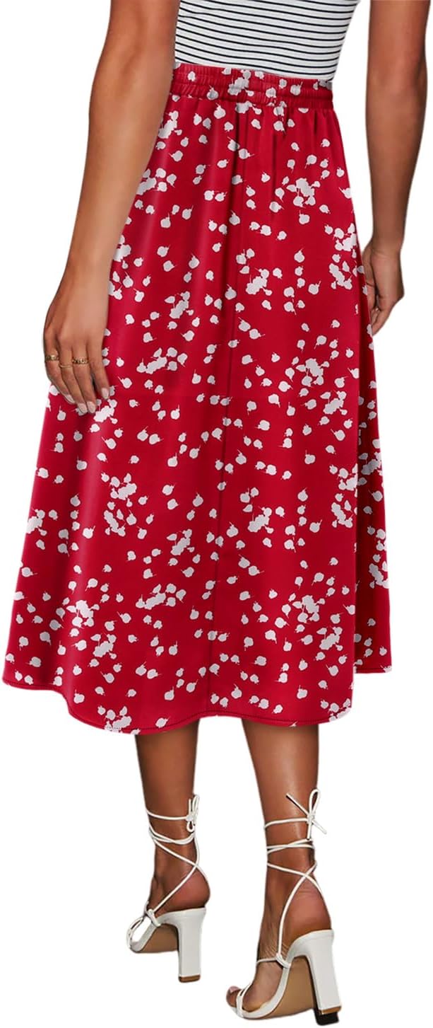 Magritta Women's Print Midi Skirt with Pocket Elastic High Waist 2026 Trendy A-Line Bohe Leopardr Swing Skirts for Women - Image 5