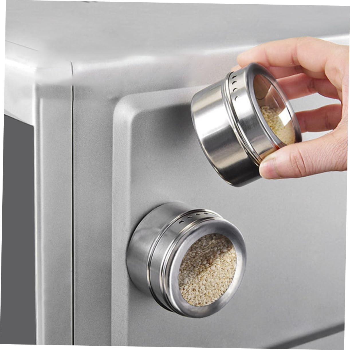 Pots à Épices Magnétiques 8 Pièces en Acier Inoxydable