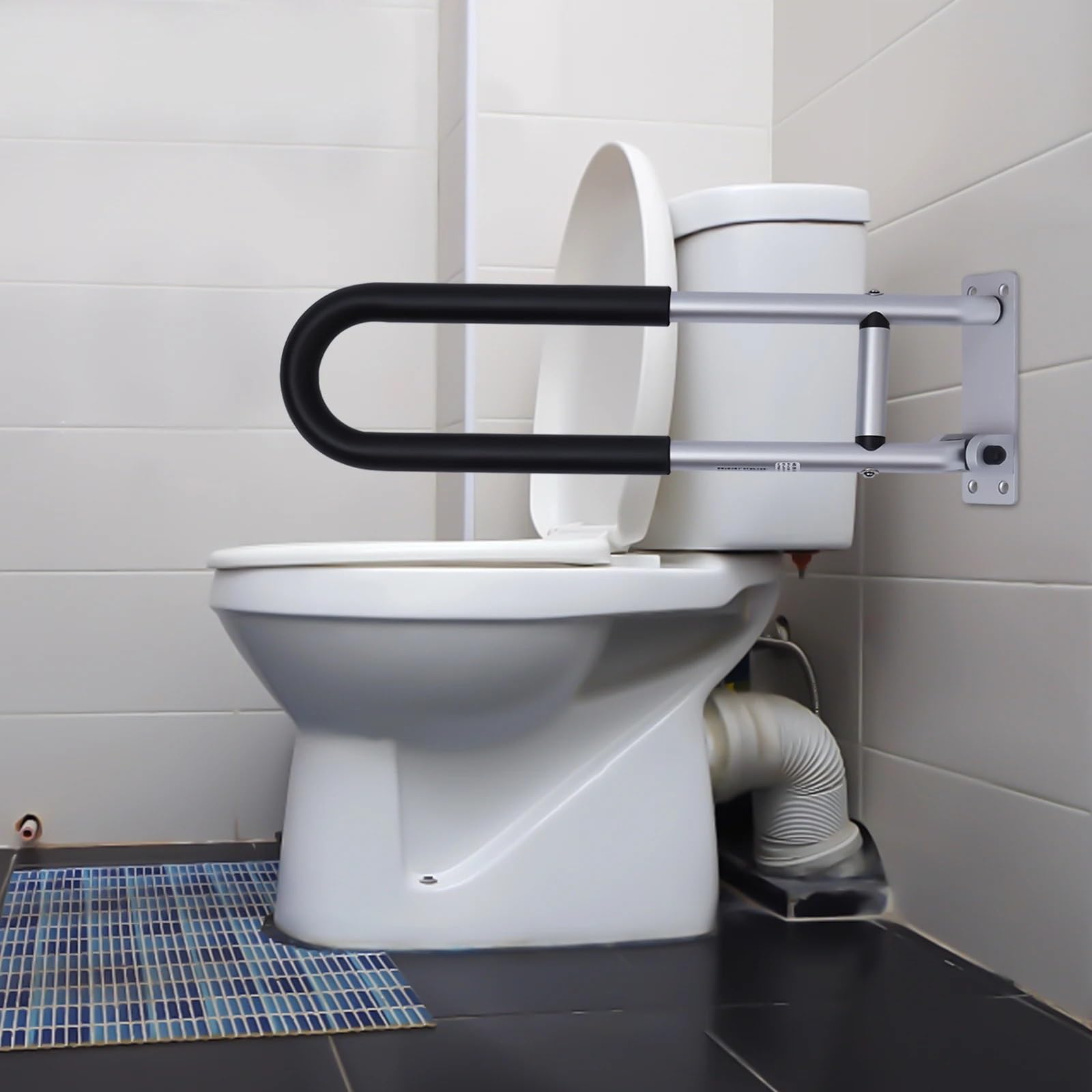Barandilla plegable para el inodoro Barra de agarre for inodoro, pasamanos ducha soporte seguridad for baño aleación aluminio antideslizante montado en la pared