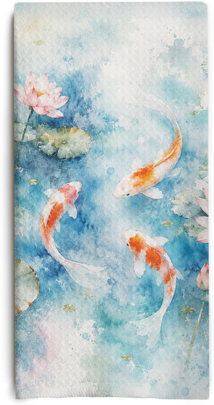 Japanese Koi Fish Kitchen Towels 16x24 Inch