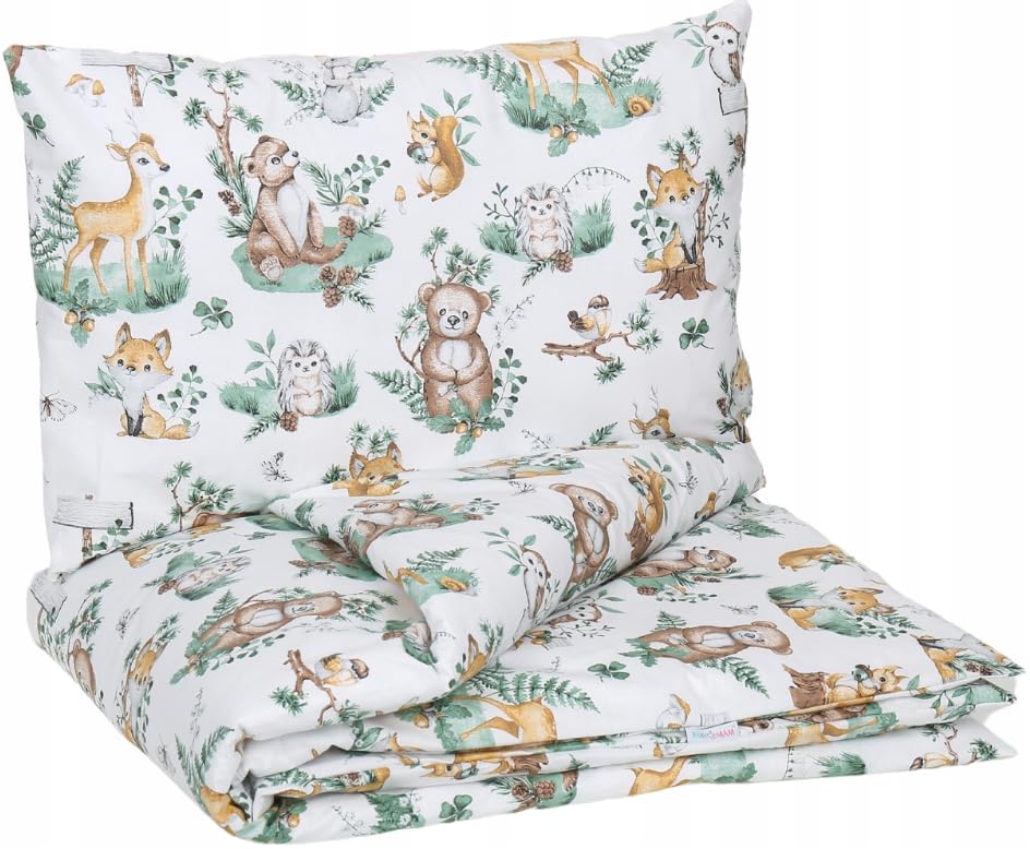 Babymam Baby 2pc Bedding Set fit Cradle/Moses basket/Pushchair 70x80 Animals in the Forest