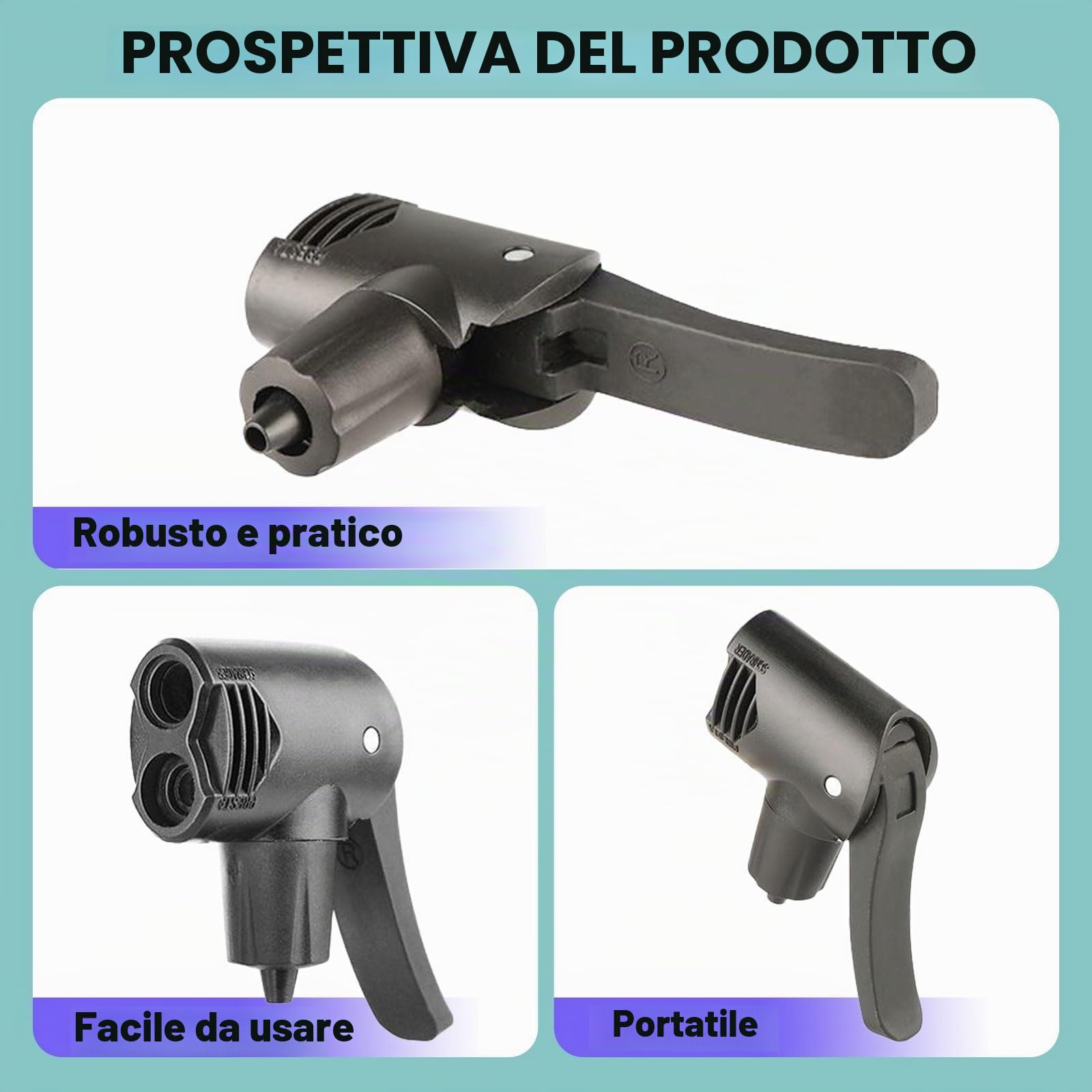 Testina di Pompa Universale per Biciclette, Compatibile con Pompe Beto, Doppia Testa con Leva di Bloccaggio