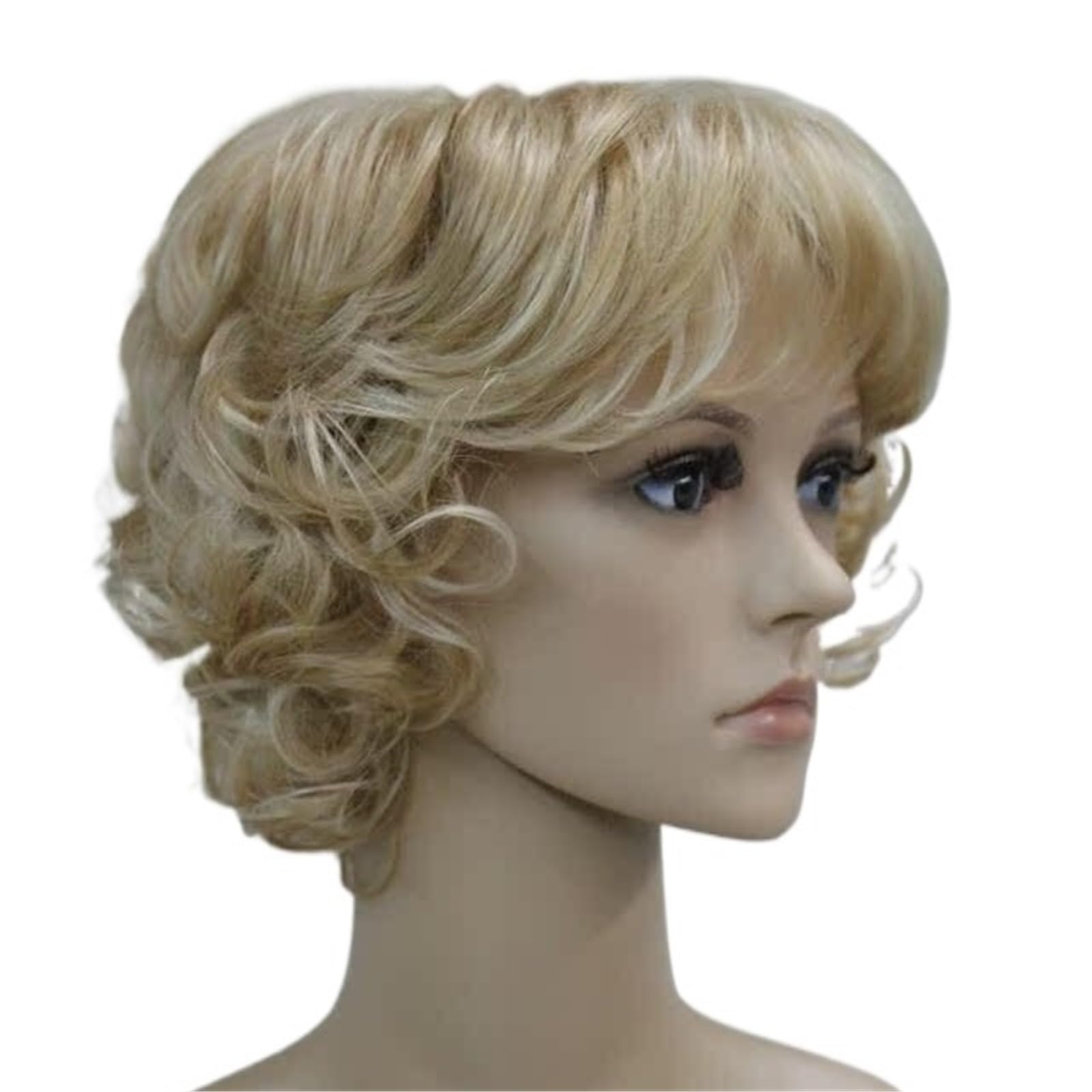 Libangrong-888 Women's Gold Wigs Short Curly Hair Wig Naturally Fluffy Daily Natural Wig(Gold)