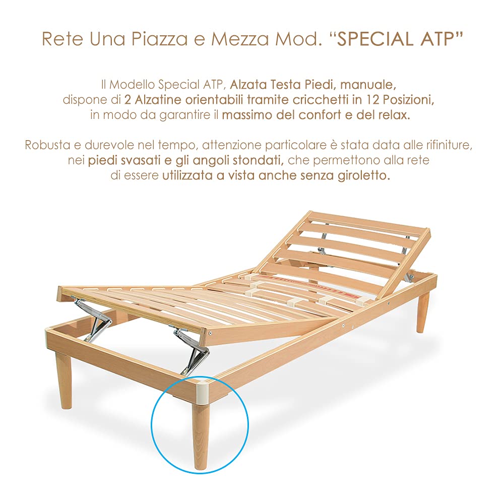 Rete Letto Legno Faggio SomnusSana 120x190 - Alzata Testa E Piedi Manuale - Foto 10