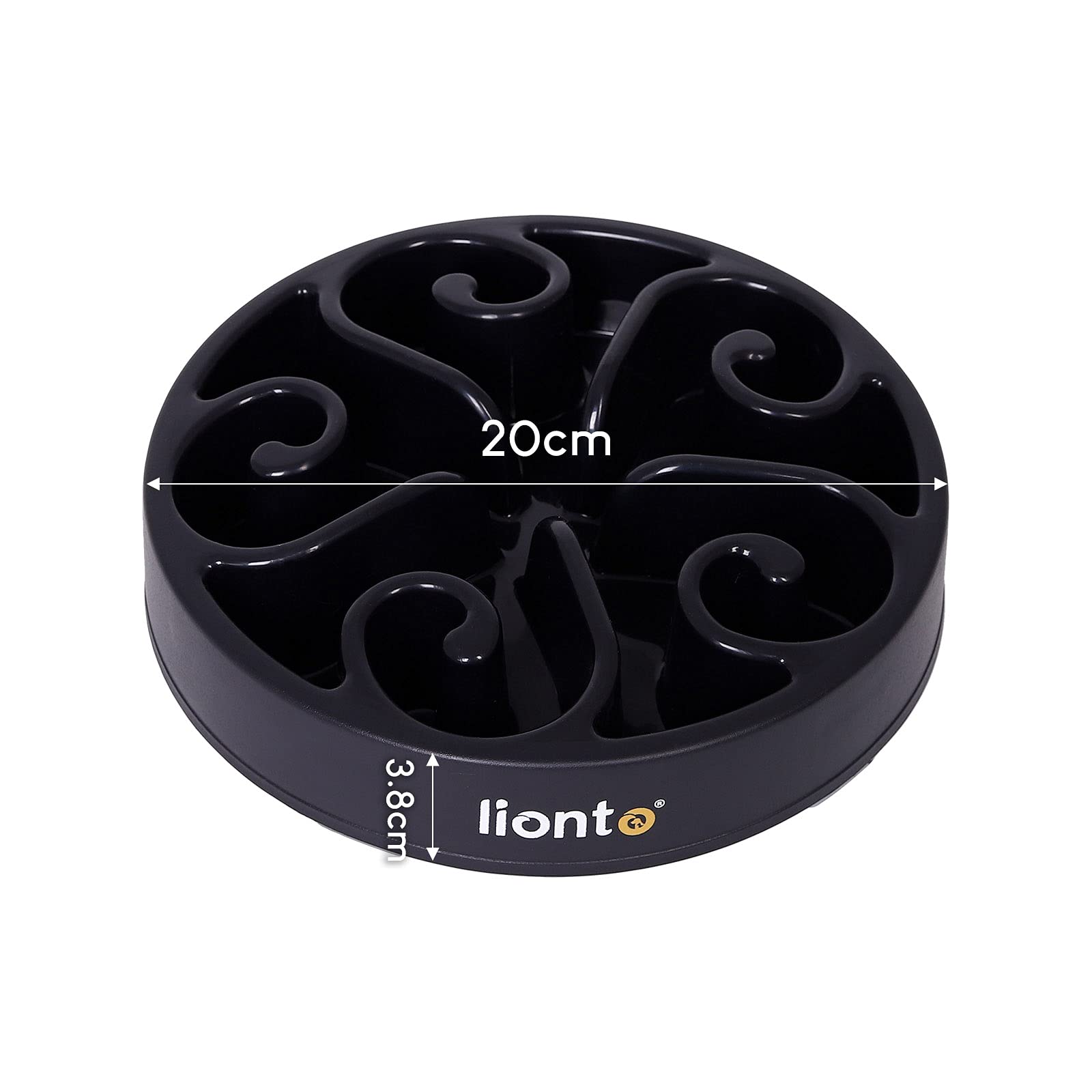 lionto Ciotola per cani Ciotola anti-ingozzamento Ciotola antiscivolo Ciotola per Gatti Ciotola per cani anti-ingozzamento Ciotola per cibo, 20x5 cm Nero
