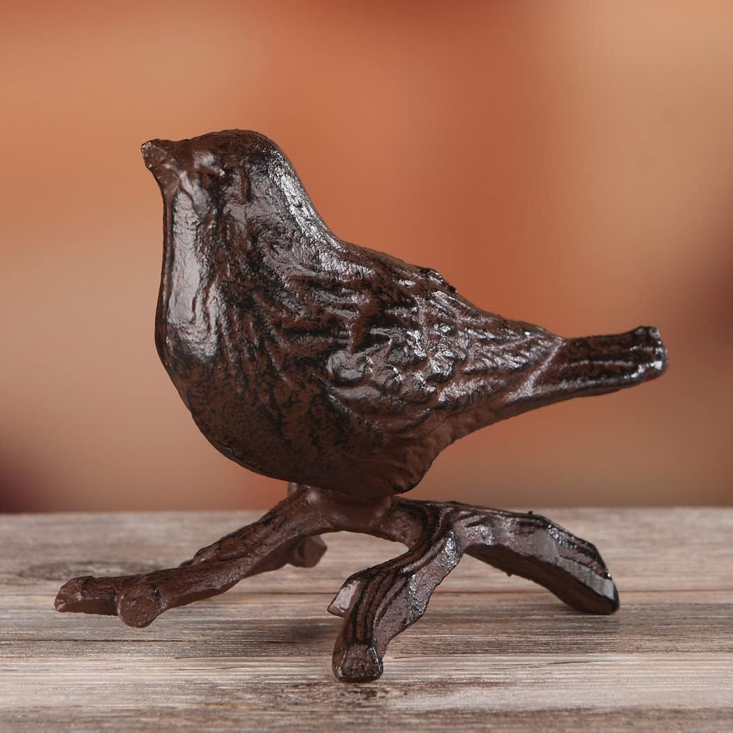 BRASSTAR Rustic Cast Iron Bird with Branches Statue Antique Garden Farmhouse Decoration Home Desk Figurine Replica Rust Color TQGJPT108 - Image 4