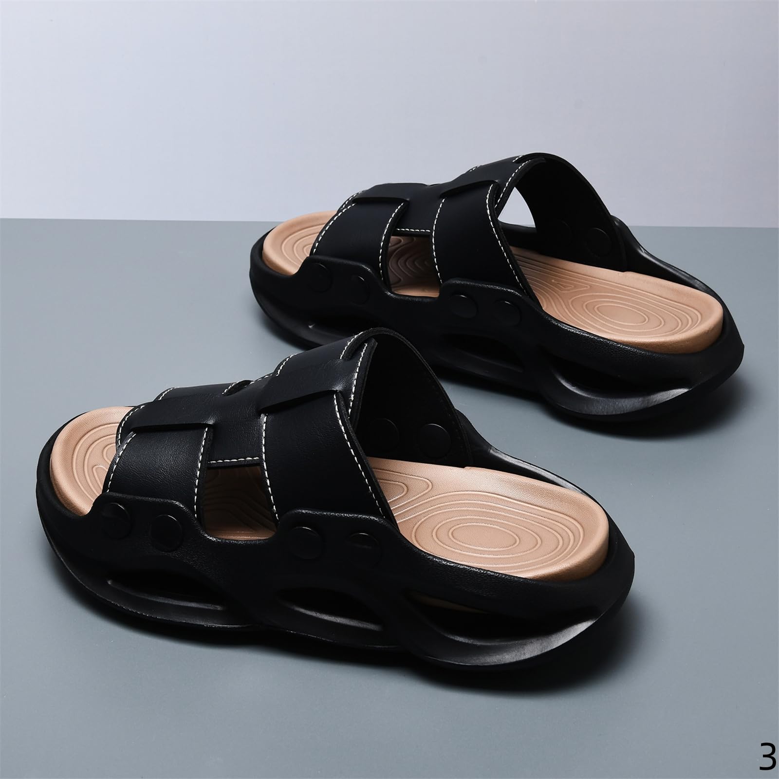 Claquette Hommes Sandales Masculines De Plage pour Pantoufles À Semelle Épaisse D'été Eva Extérieures Non Glissantes-brun-40-41