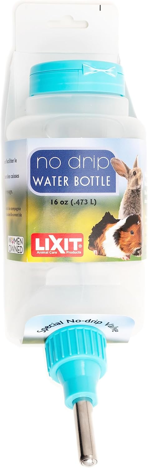 Lixit Top Fill No Drip Water Bottles for Rabbits, Ferrets, Hamsters, Guinea Pigs, Rats, Chinchillas and Other Small Animals (16 Ounce, Aqua) Lixit Top Fill No Drip Water Bottles for Rabbits, Ferrets, Hamsters, Guinea Pigs, Rats, Chinchillas and Other Small Animals (16 Ounce, Aqua)