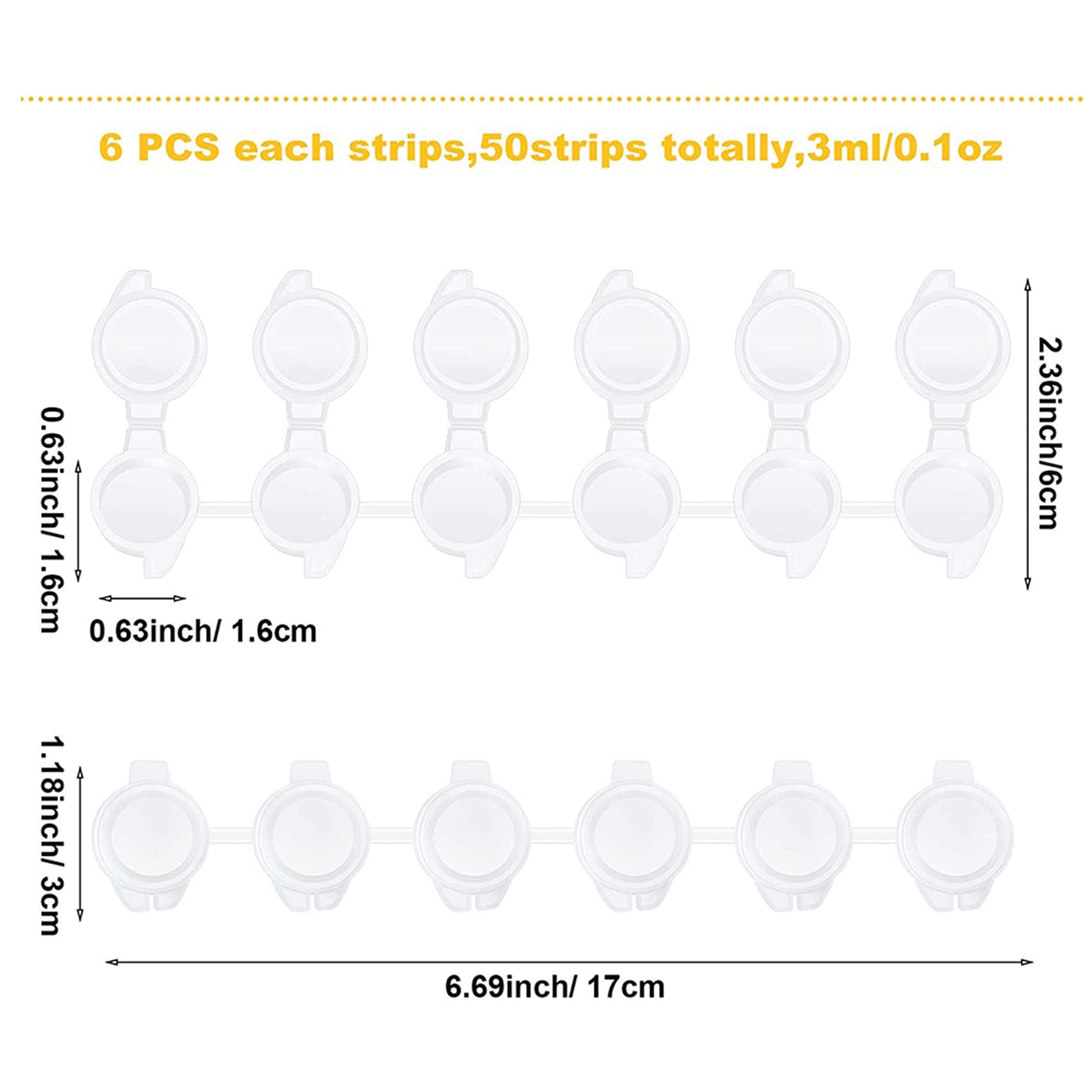 200 Streifen Leere Farb Streifen Farb Topf TöPfe Klare Lagerung Farb BehäLter Mini Mal Becher Topf 3 Ml / 0,1 Oz
