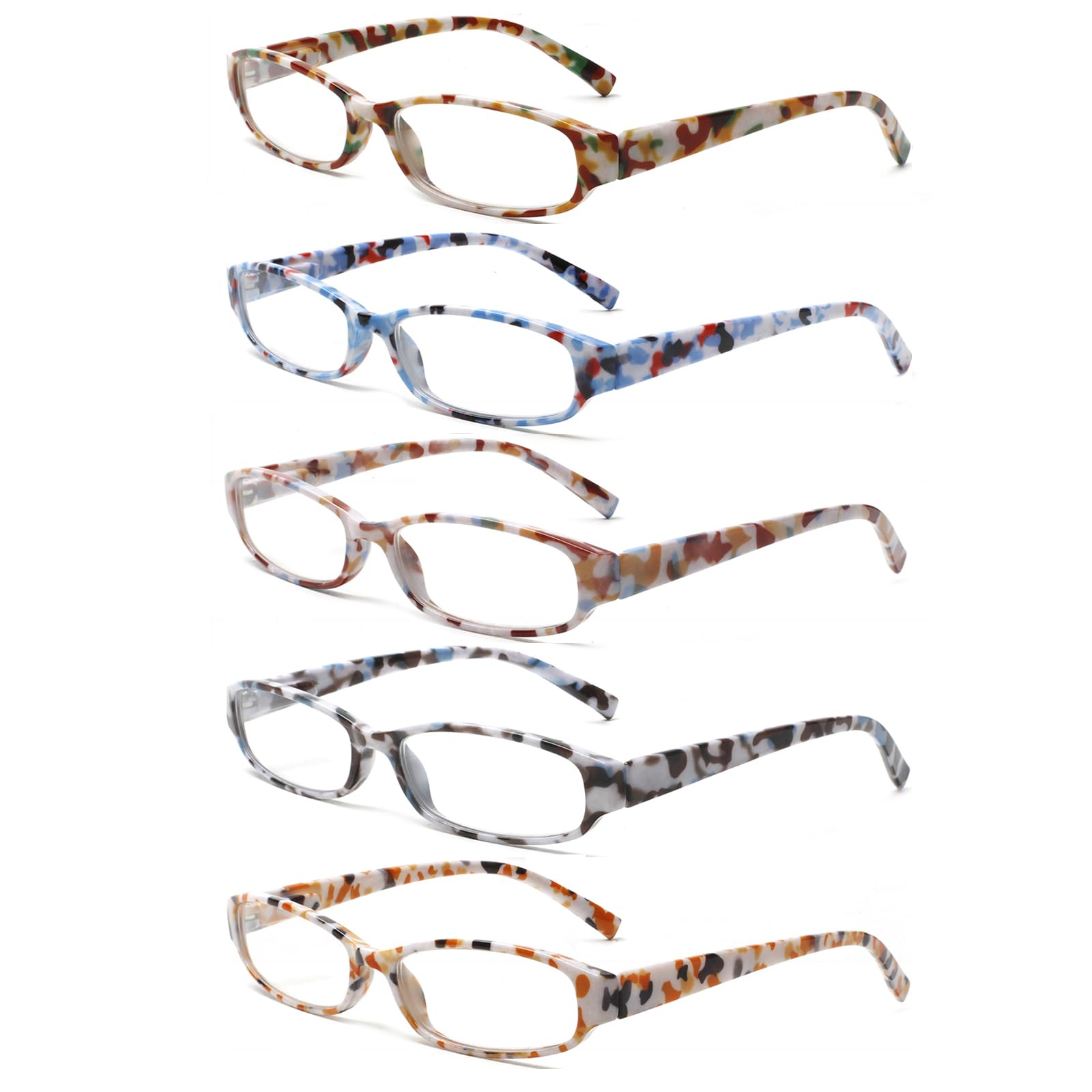 NORPERWIS Reading Glasses 5 Pairs Spring Hinge Comfort Fashion Quality Readers for Men and Women