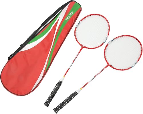 2 raquetas de bádminton, raquetas de bádminton, raqueta de bádminton primaria integrada de ferroaleación, con mango de nailon, color rojo para niños