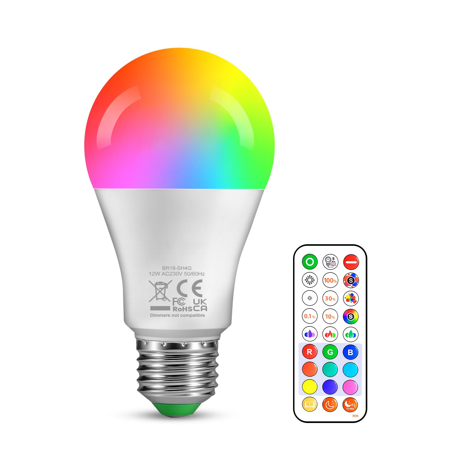Weskjer E27 LED Glühbirne – 12W RGB Lampen Farbwechsel Glühbirne mit Fernbedienung 1100 Lumen, Edison E27 Mit Nachtlicht Neutrales Licht 4000K Schraubbirne für Schlafzimmer und Wohnzimmer
