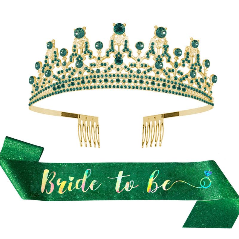 ALRBE TIN Tiara for Women Party, Bride to Be Sash and Crown Set for Women Bachelorette Party