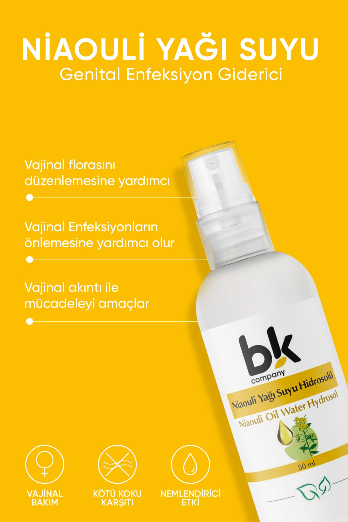 Niaouli Yağı Suyu - Genital Giderici Ve Koku Önleyici İntim Bakım Sprey 50 ml