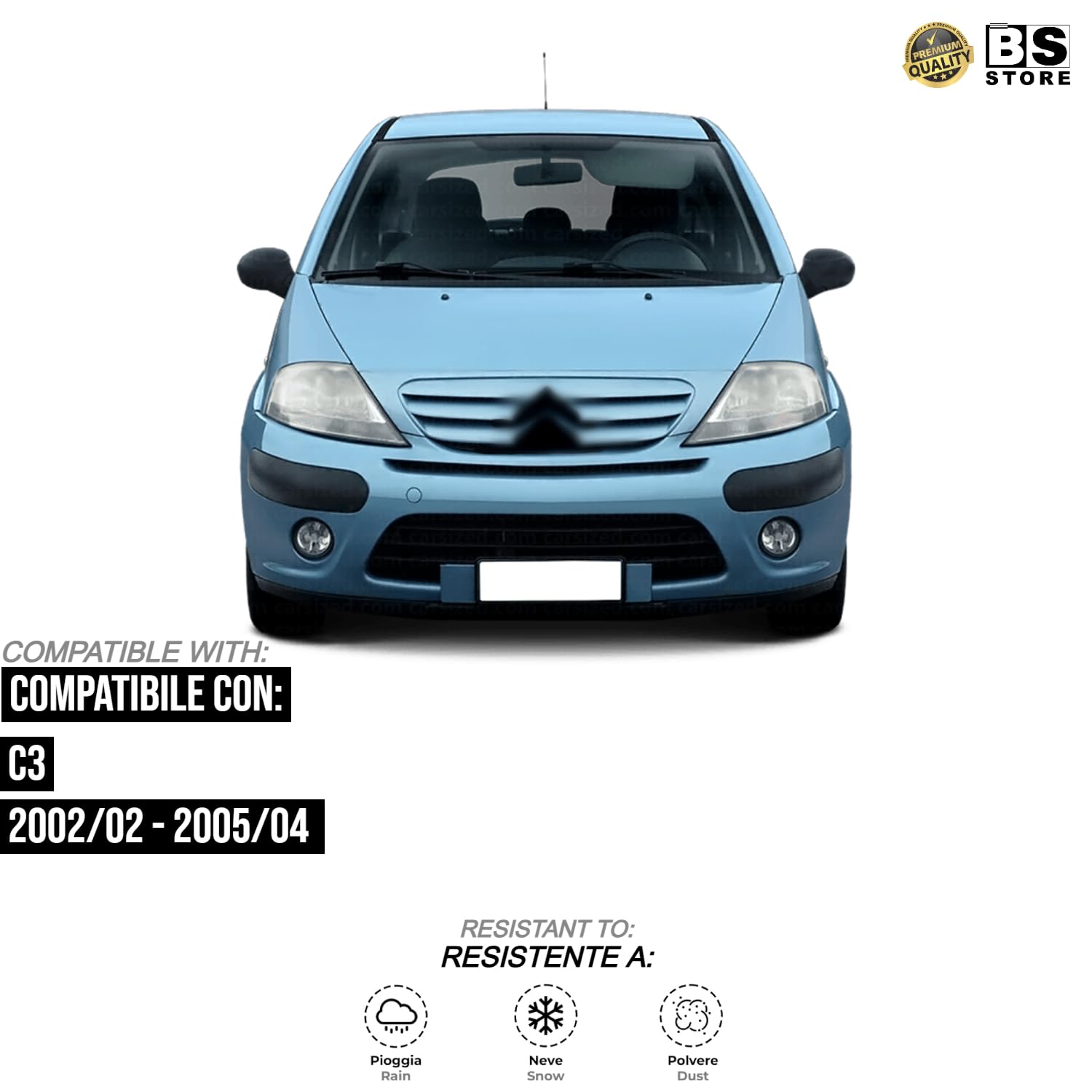 BSSTORE Faro Proiettore Anteriore H1/H7 Compatibile con C3 2002–2009 | Predisposizione Regolazione Elettrica | Codici OEM 6205Z6-6204Z6 (Sinistra - Lato Guida)